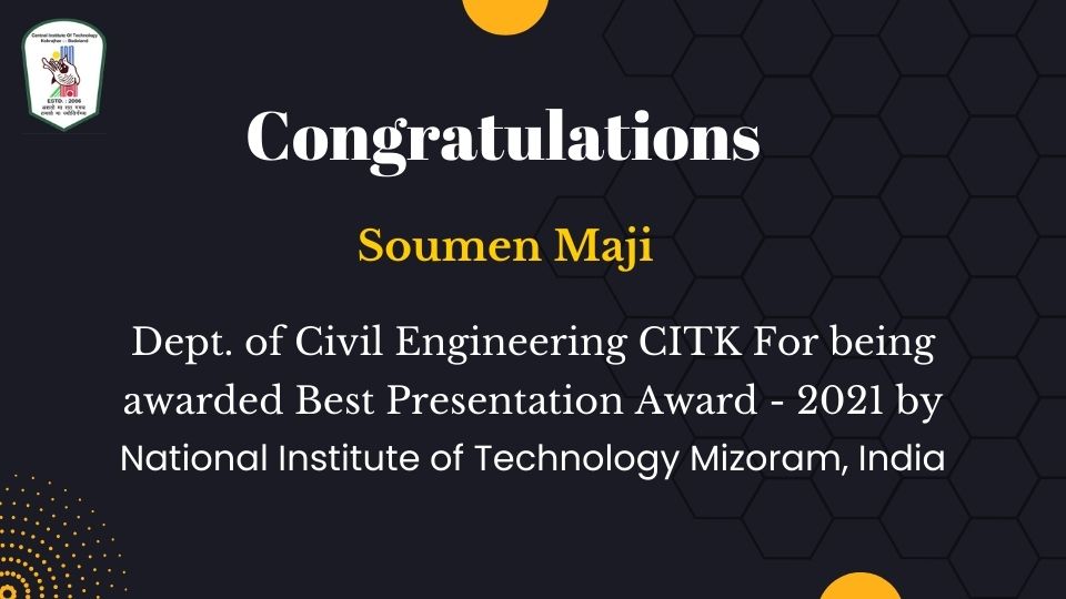 Awarded Best Presentation Award - 2021 by National Institute of Technology Mizoram, India